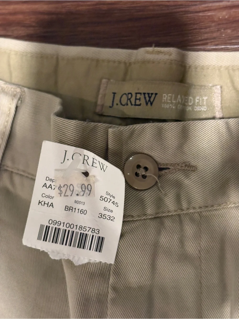 J. Crew Men's Tan Cotton Chinos